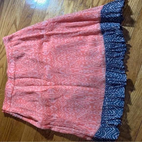 Free People Chiffon Ruffle Skirt Orange and Blue Size 2 - Picture 4 of 7